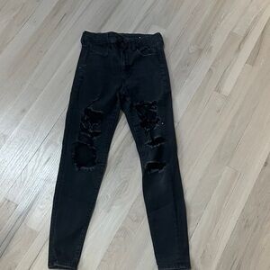 American Eagle Outfitters Black Distressed Jeans